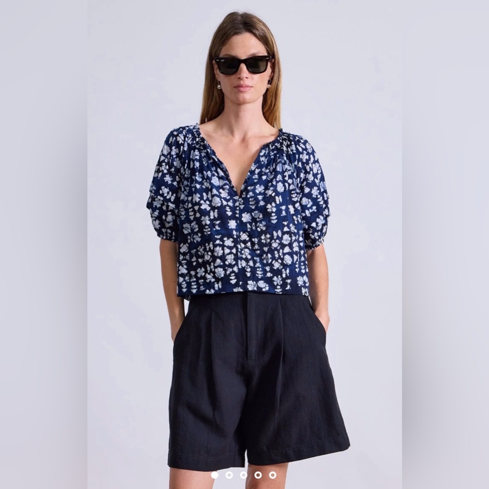 APIECE APART Indigo Puff Sleeve Top | Size XS